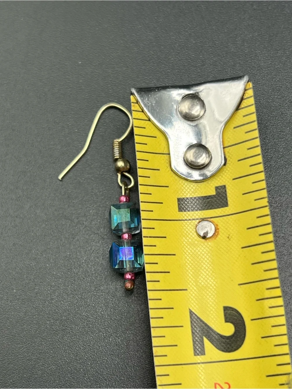 Handmade Beaded Dangle Earrings Lot of 2 Pink Cat’s Eye & Aurora Borealis Glass